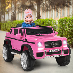 12V Licensed Mercedes-Benz Kids Motorized Ride-On RC Car with Trunk Pink Trend Times 3