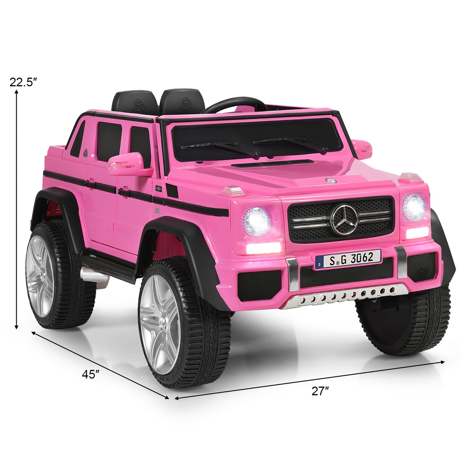 12V Licensed Mercedes-Benz Kids Ride-On RC Motorized Car with Trunk Pink Trend Times 1