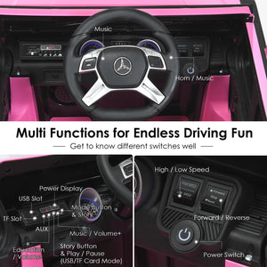 12V Licensed Mercedes-Benz Kids Ride-On RC Motorized Car with Trunk Pink Trend Times 5