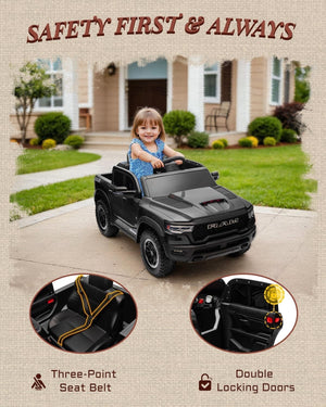 12V Licensed Ram 1500 Ride-On Pickup Truck Toy for Kids and Toddlers Trend Times 1