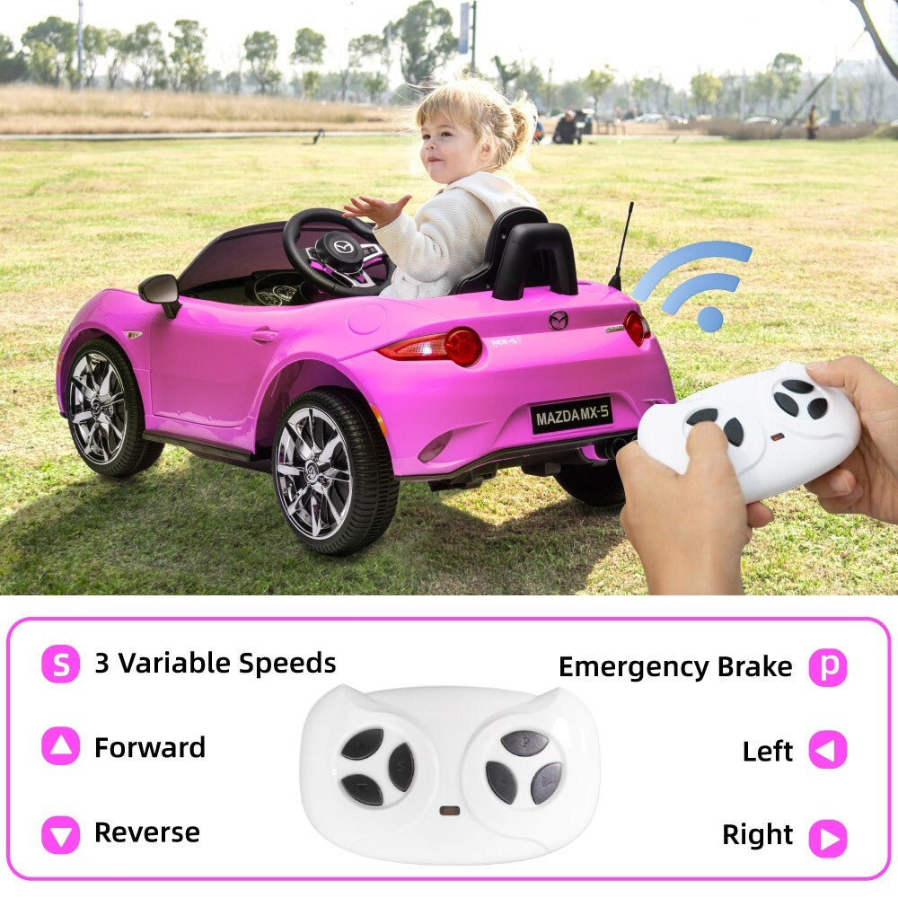 12V Kids Electric Ride-On Car with Remote Control and MP3 Player Pink Power Wheel Toy Trend Times 1