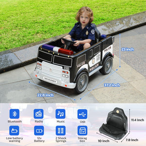 12V Montable Carro de Policía con Control Remoto Luces y Música para Niños Trend Times 2
