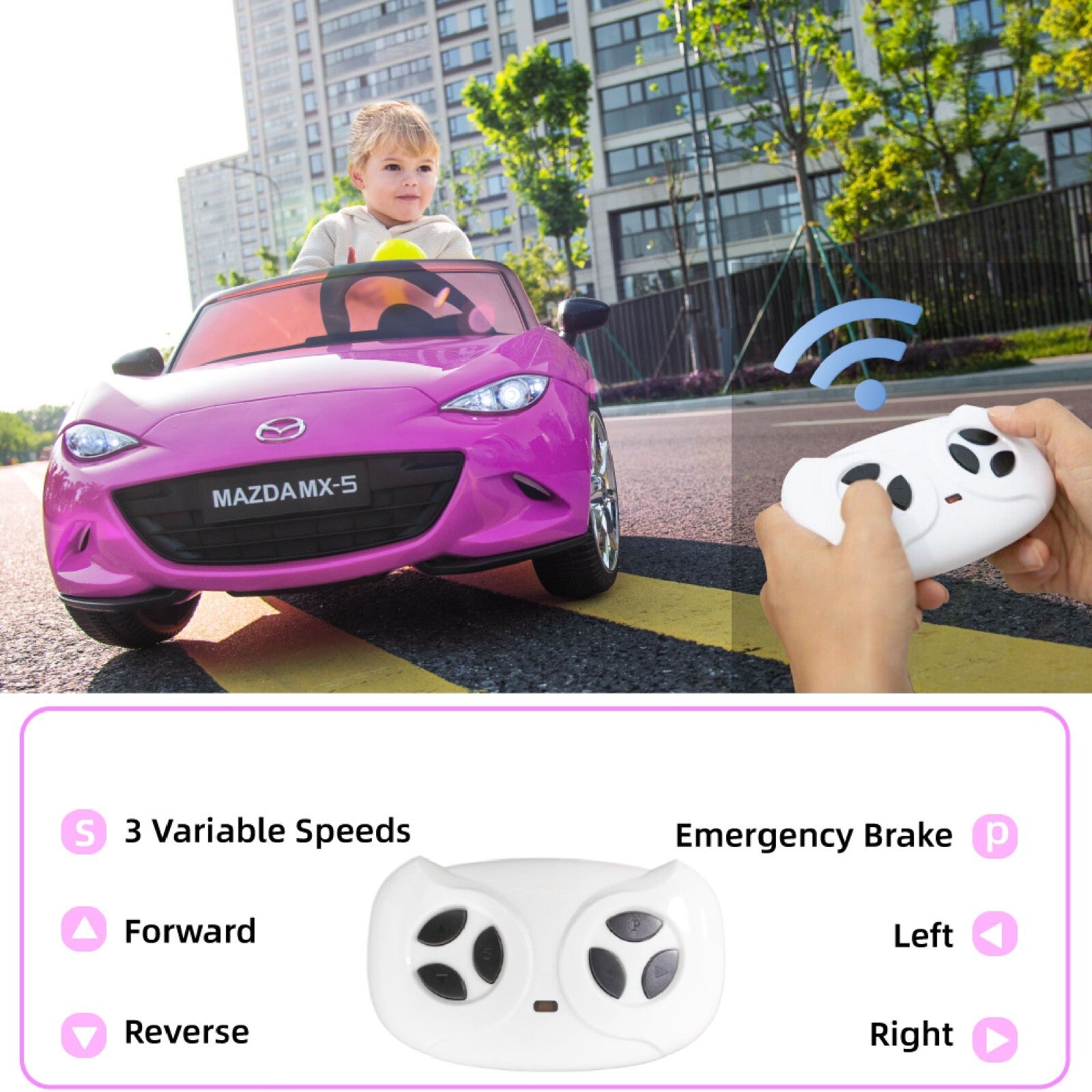 12V Pink Electric Ride-On Car with Remote Control, MP3 Player, and LED Lights Trend Times 1