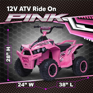 12V Pink Toddler Electric 4-Wheeler ATV with Forward and Reverse Functions Trend Times 3