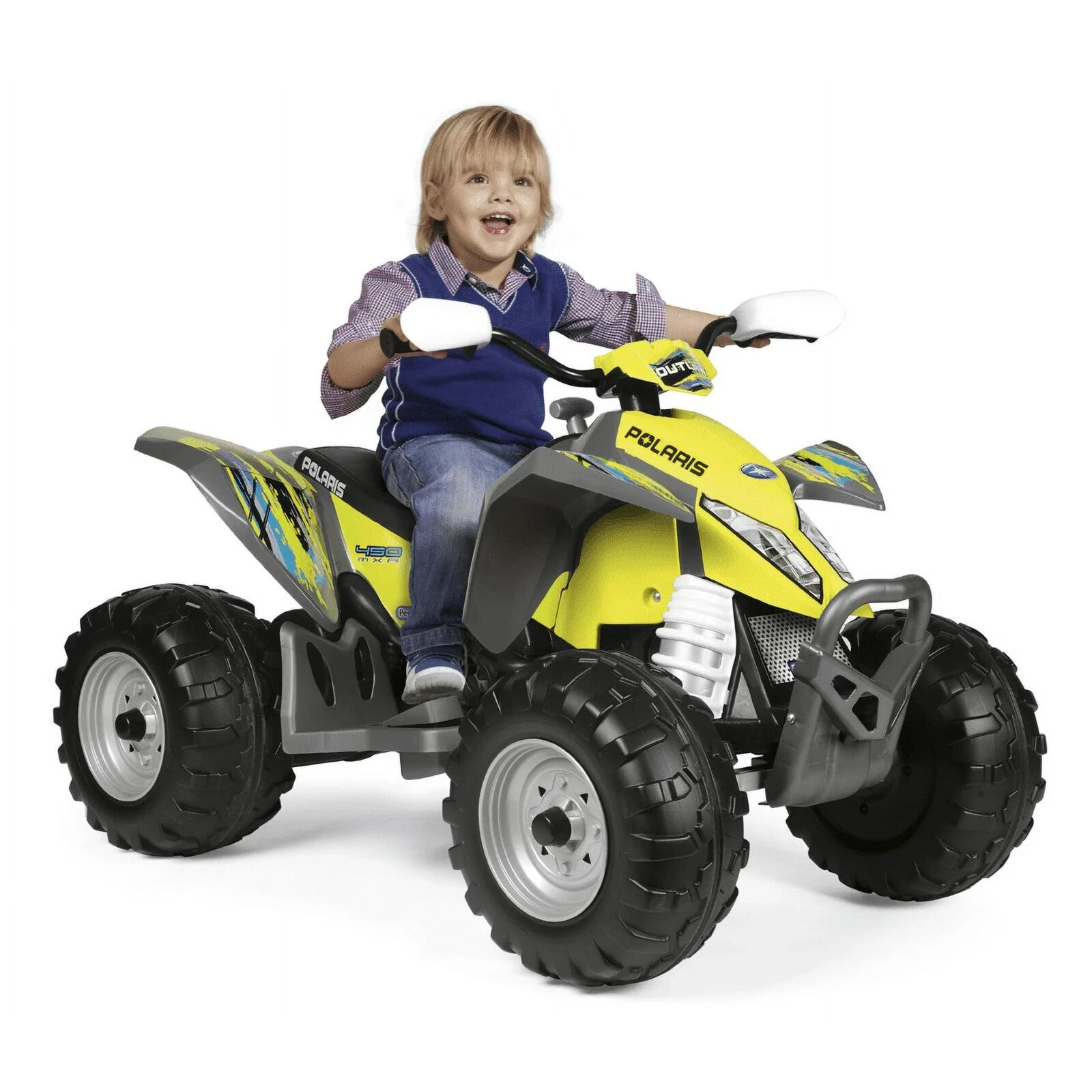 12V Battery-Powered Polaris Outlaw MXR 450 Ride-On ATV for Ages 3+ in Yellow Trend Times 0