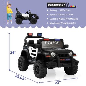 12V Battery-Powered Police Jeep Ride-On Car with 2.4G Remote Control Trend Times 8