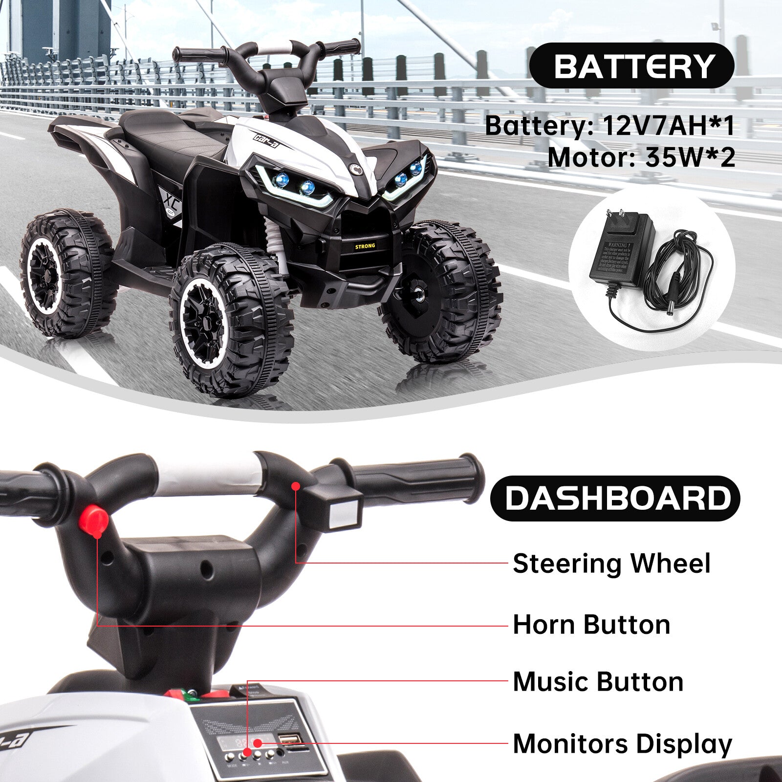12V Electric Ride-On ATV for Kids with Remote Control and Powerful Wheels Trend Times 1