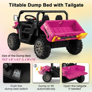 12V Rechargeable Battery 2-Seater Kids Ride-On Dump Truck with Dump Bed and Shovel Trend Times 5