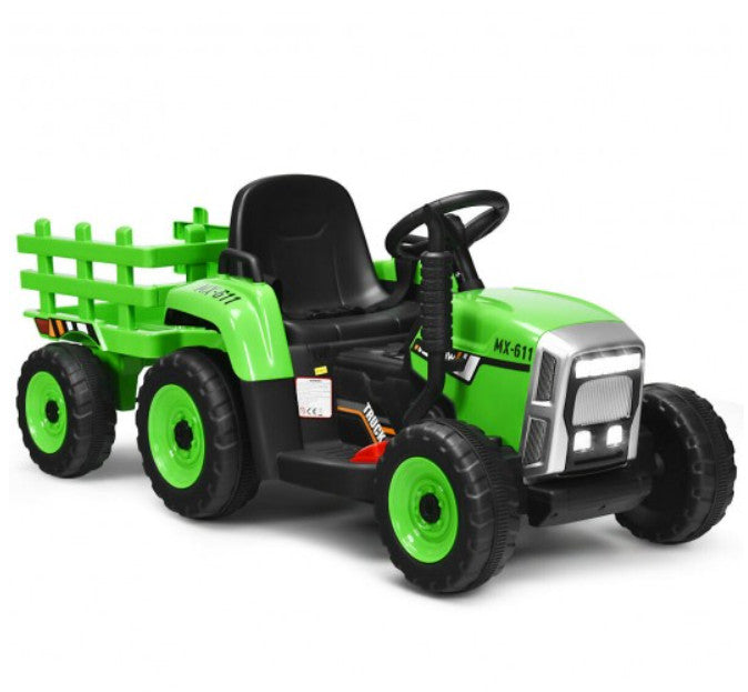 12V Remote Control Kids Ride-On Tractor with Detachable Trailer, Lights, and MP3 Music Trend Times 1