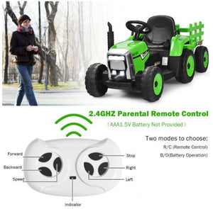 12V Remote Control Kids Ride-On Tractor with Detachable Trailer, Lights, and MP3 Music Trend Times 3