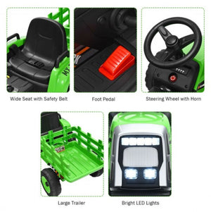 12V Remote Control Kids Ride-On Tractor with Detachable Trailer, Lights, and MP3 Music Trend Times 5