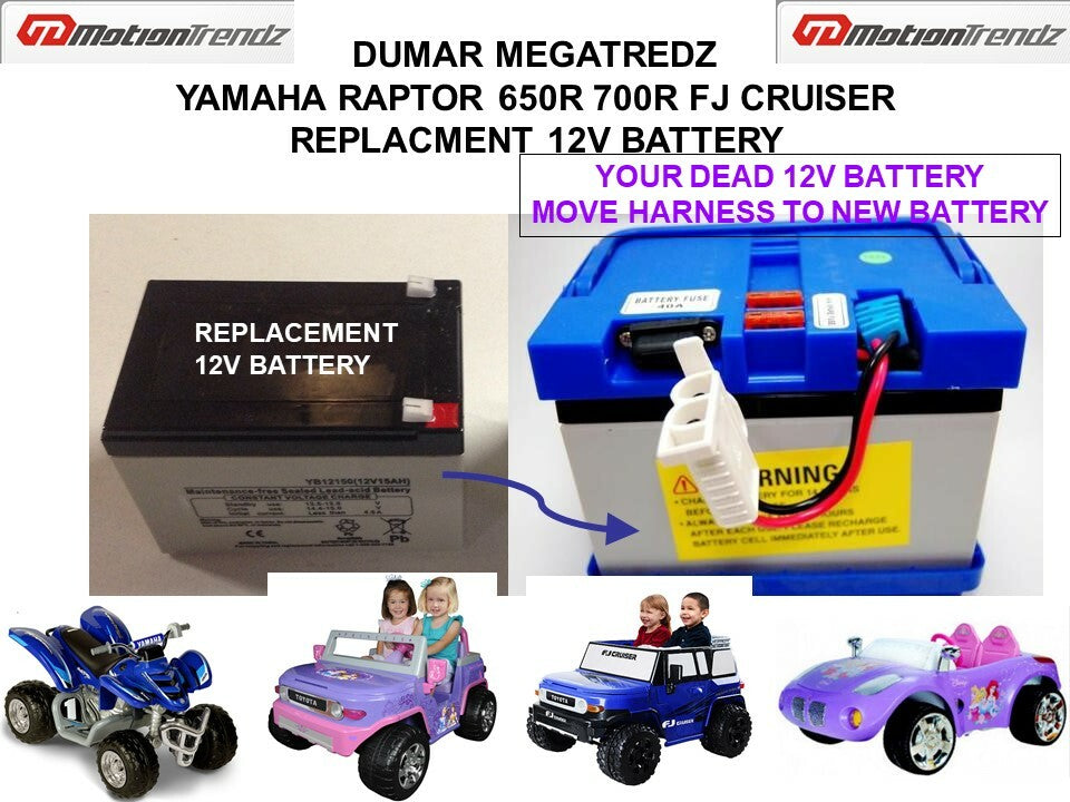 12V Replacement Battery for Yamaha Raptor 650R 700R FJ Cruiser Dumar Megatredz Trend Times 0