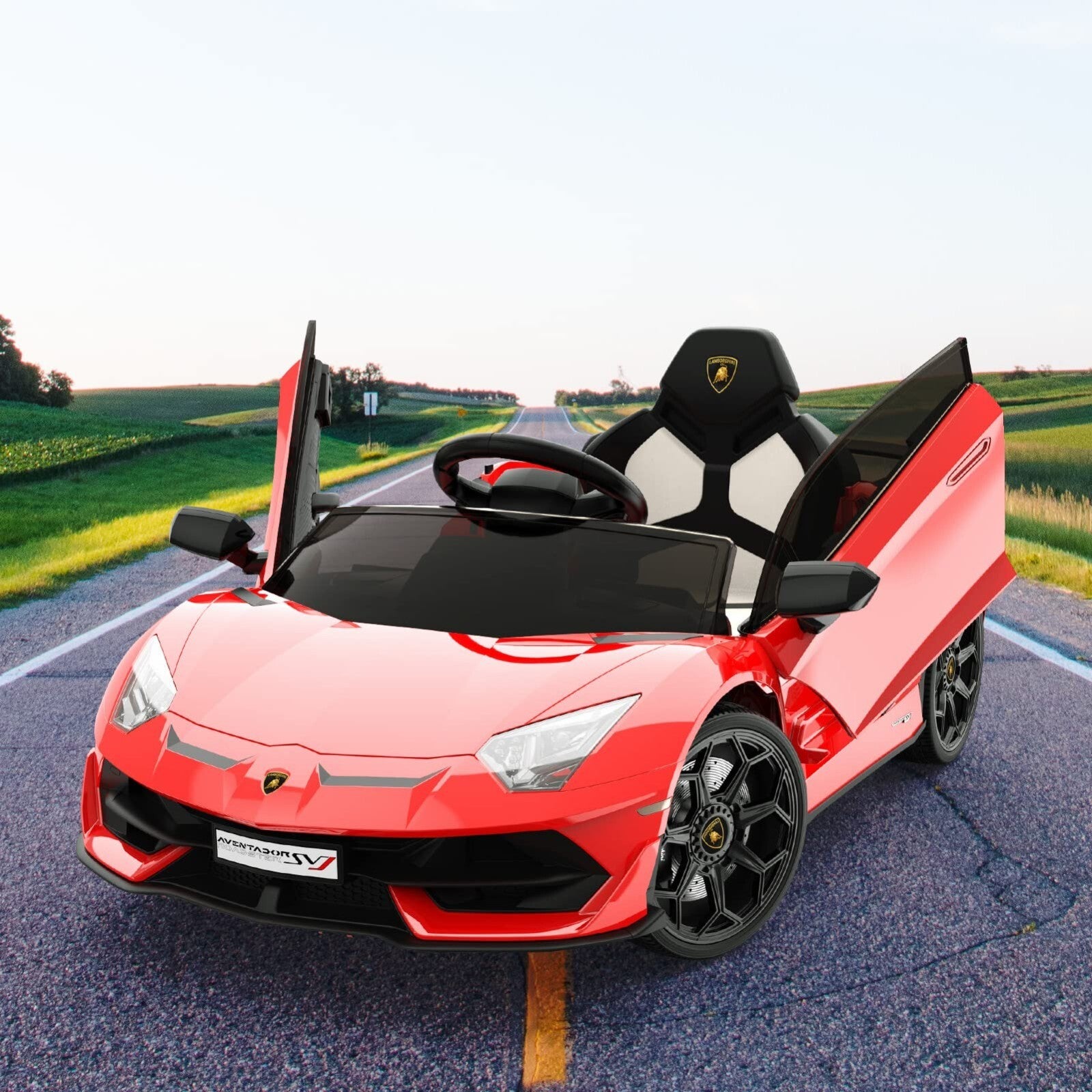 12V Electric Ride-On Car for Kids Licensed Lamborghini SVJ with Remote Control Trend Times 1