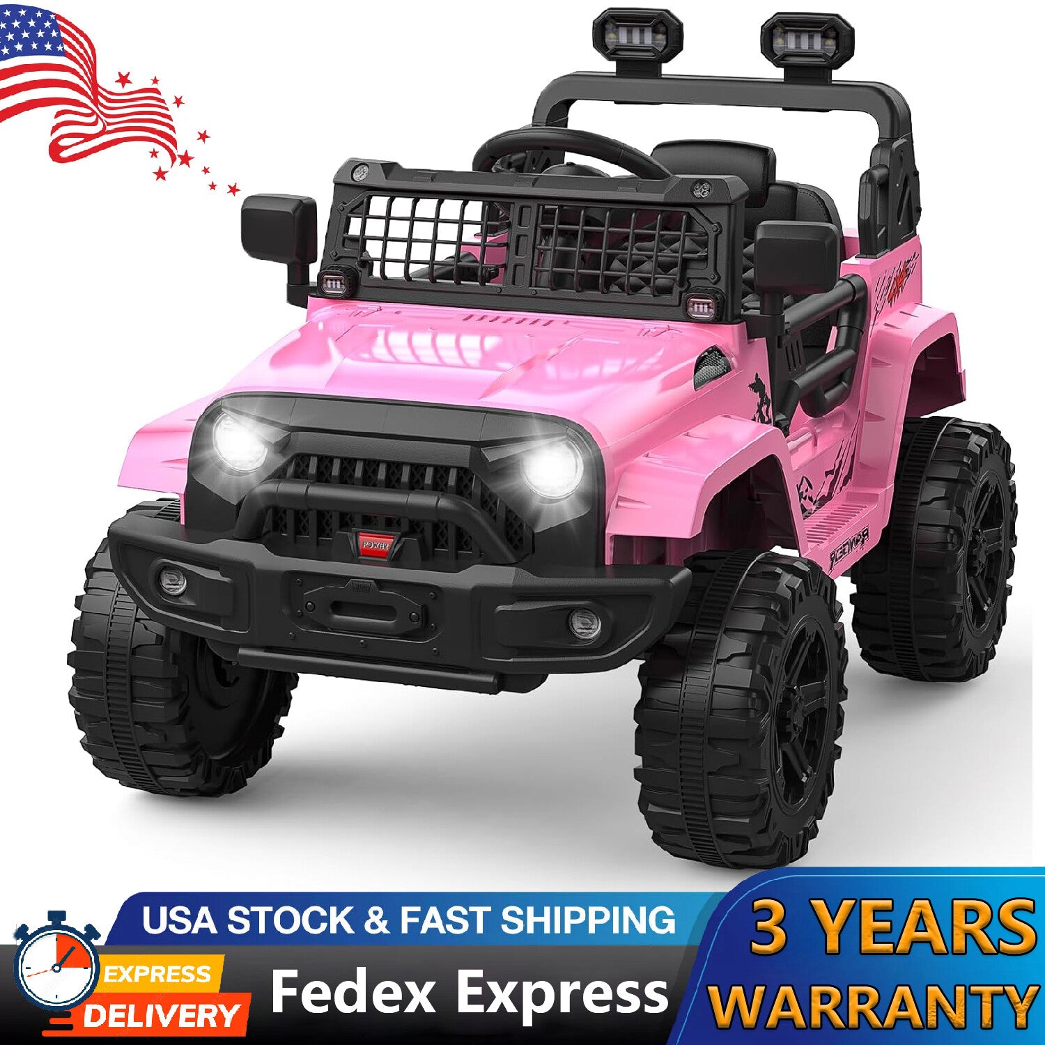 12V Kids Electric Ride-On Truck with LED Lights and Two-Speed Settings Trend Times 0