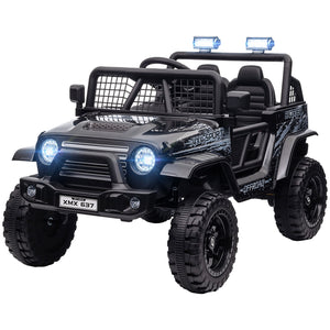 12V Ride-On Car and Truck with 4 Suspension Wheels in Black Trend Times 3
