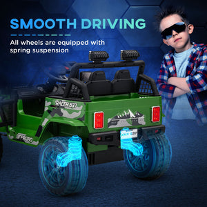 12V Green Ride-On Car and Truck with 4 Suspension Wheels Trend Times 5