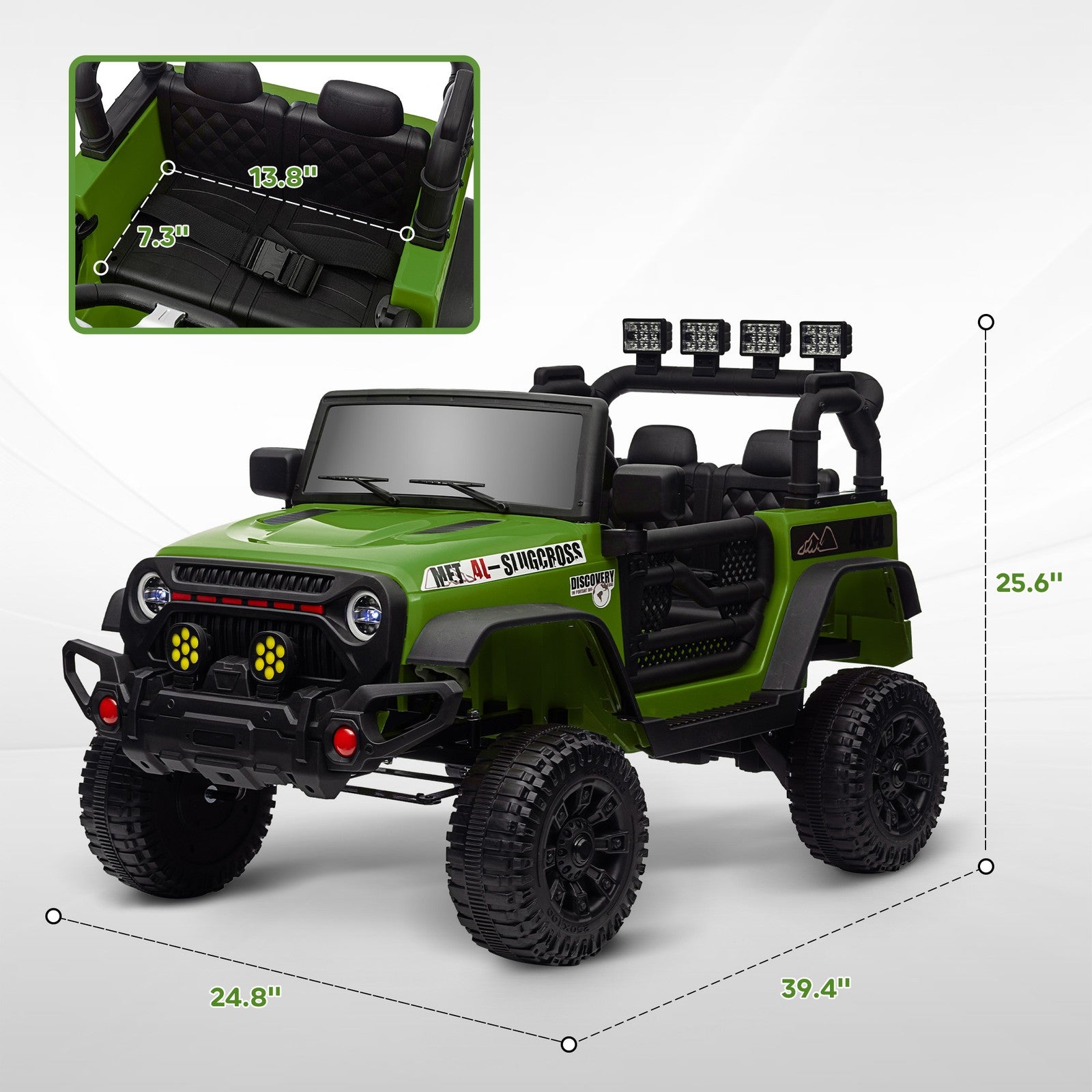 12V Green Ride-On Car and Truck with Suspension Wheels Trend Times 1