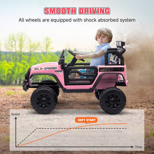 12V Pink Ride-On Car and Truck with Suspension Wheels Trend Times 5