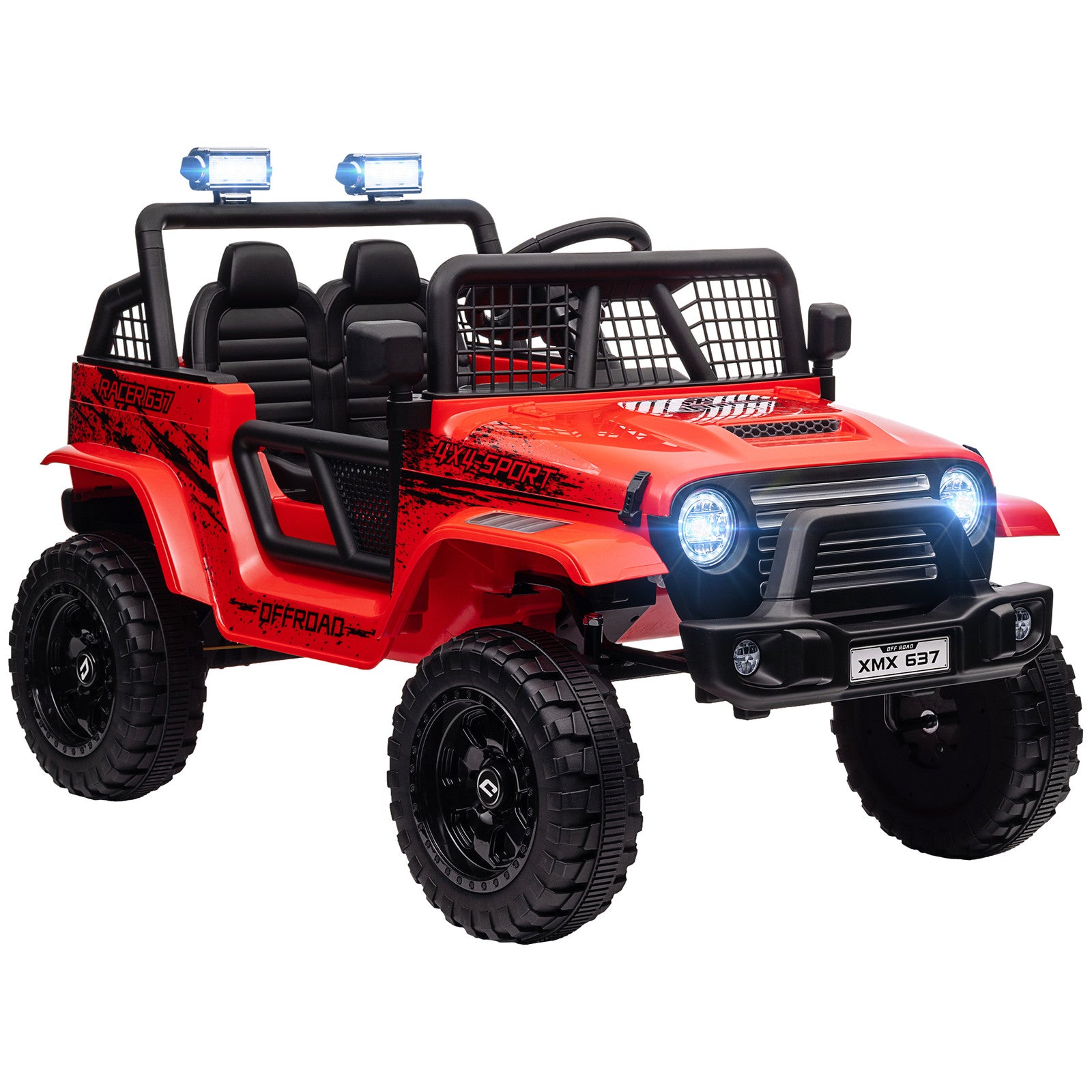 12V Red Ride-On UTV Truck with 4 Suspension Wheels Trend Times 0