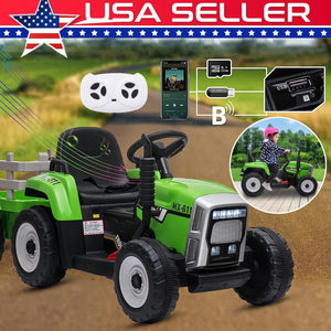 12V Electric Ride-On Tractor with Trailer, LED Lights, and MP3 Player for Kids Trend Times Variant 0