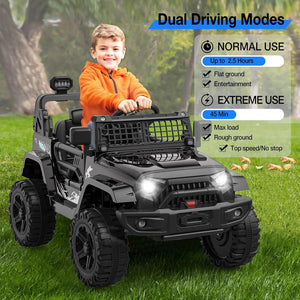 12V Ride-On Truck with Remote Control, 3 Speeds and Spring Suspension, Black Trend Times 4