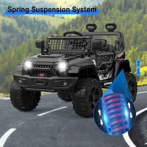12V Ride-On Truck with Remote Control, 3 Speeds and Spring Suspension, Black Trend Times 5