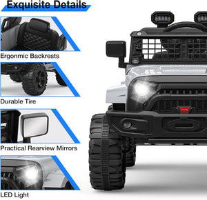 12V Ride-On Truck with Remote Control, 3 Speeds, and Spring Suspension in Gray Trend Times 1