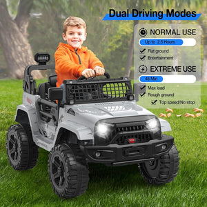 12V Ride-On Truck with Remote Control, 3 Speeds, and Spring Suspension in Gray Trend Times 5