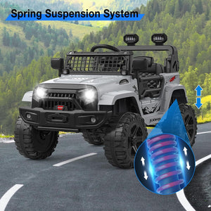12V Ride-On Truck with Remote Control, 3 Speeds, and Spring Suspension in Gray Trend Times 6