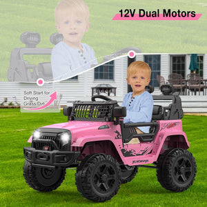 12V Pink Ride-On Truck with Remote Control, 3 Speeds, and Spring Suspension Trend Times 6