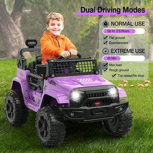 12V Purple Ride-On Truck with Remote Control, 3 Speeds, and Spring Suspension Trend Times 4