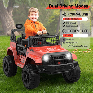 12V Ride-On Truck with Remote Control, 3 Speeds, Spring Suspension, Red Trend Times 4