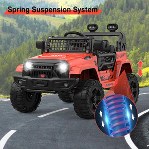 12V Ride-On Truck with Remote Control, 3 Speeds, Spring Suspension, Red Trend Times 5