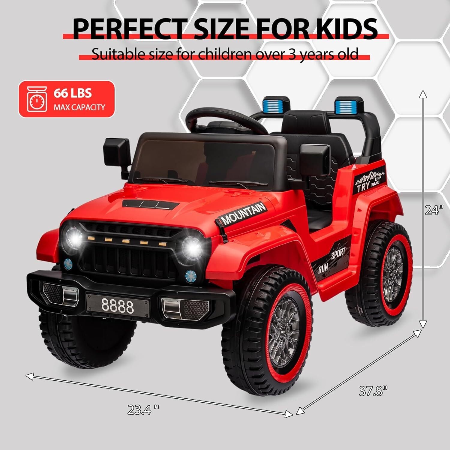 12V Red Battery-Powered Ride-On Car for Kids with Remote Control and 3 Speed Settings Trend Times 1