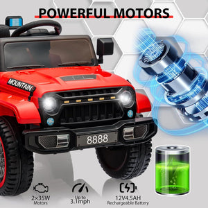 12V Red Battery-Powered Ride-On Car for Kids with Remote Control and 3 Speed Settings Trend Times 3