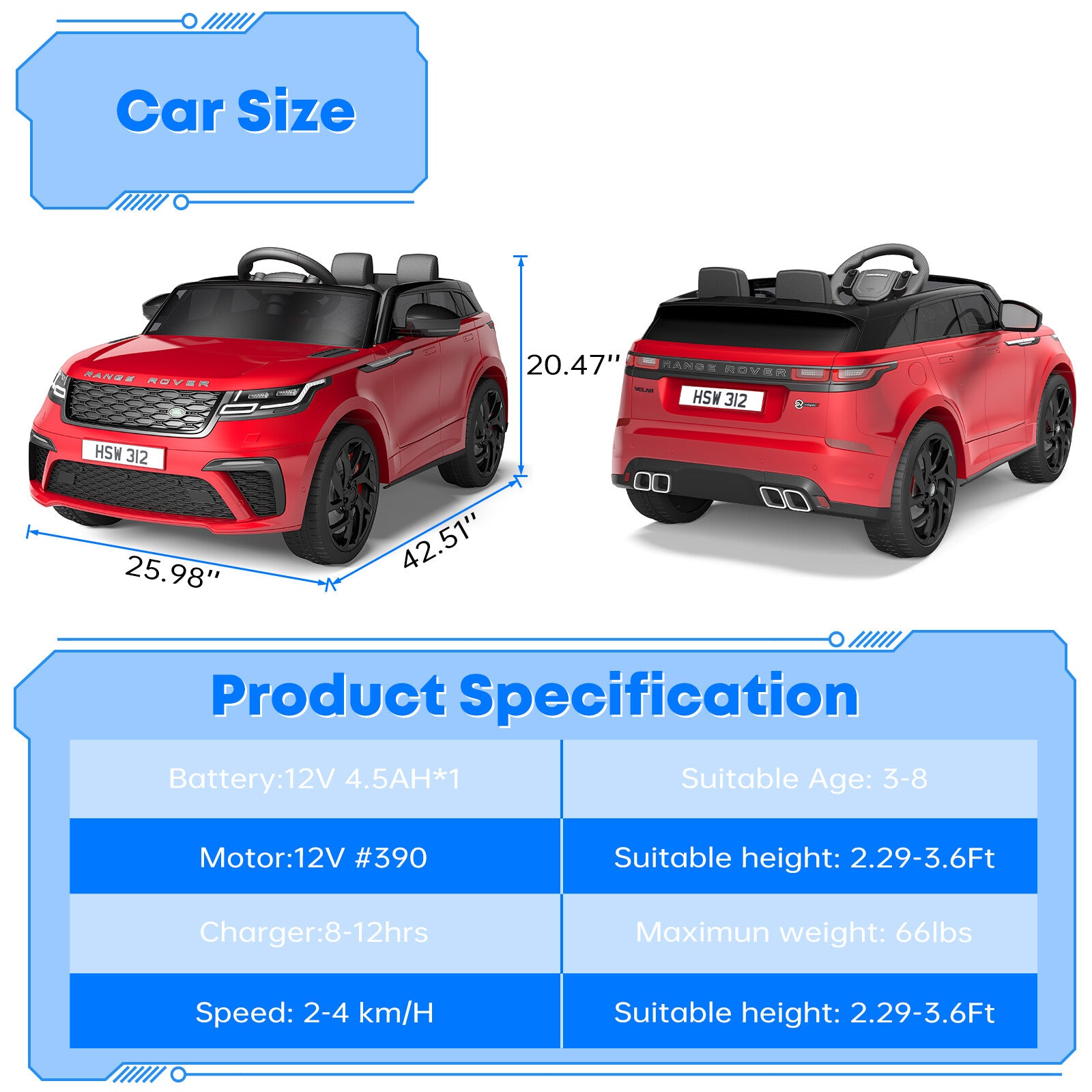 12V Battery-Powered Ride-On Land Rover Car Toy for Kids Trend Times 1