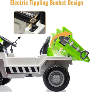 12V 4-Wheel Electric Ride-On Dump Truck with Battery-Powered Dump Bed Toy Car Trend Times 16