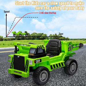 12V 4-Wheel Electric Ride-On Dump Truck with Battery-Powered Dump Bed Toy Car Trend Times 22