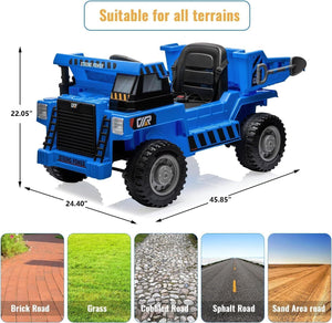 12V 4-Wheel Electric Ride-On Dump Truck with Battery-Powered Dump Bed Toy Car Trend Times 3