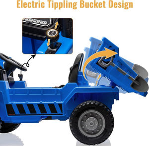 12V 4-Wheel Electric Ride-On Dump Truck with Battery-Powered Dump Bed Toy Car Trend Times 4