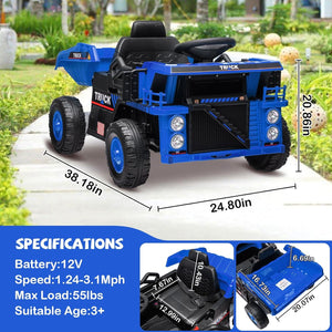 12V Electric Ride-On Dump Truck and Car Toy with Remote Control and Functional Dump Bed Trend Times 12
