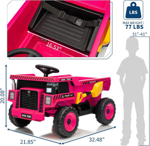 12V Ride-On Dump Truck with Remote Control, Auto Dump Bed, Shovel, and Music for Kids Ages 3-8 Trend Times 26