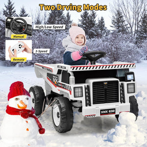 12V Ride-On Dump Truck with Remote Control, Auto Dump Bed, Shovel, and Music for Kids Ages 3-8 Trend Times 5