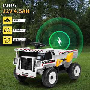 12V Ride-On Dump Truck with Remote Control, Auto Dump Bed, Shovel, and Music for Kids Ages 3-8 Trend Times 7