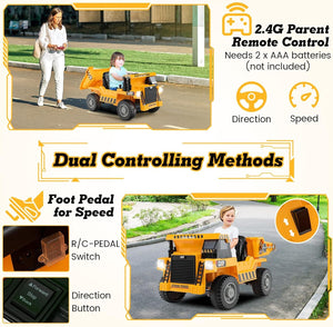 12V Ride-On Electric Dump Truck with Remote Control and Shovel for Kids Trend Times 1