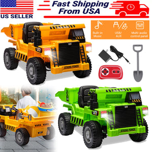 12V Electric Ride-On Dump Truck with Remote Control and Music for Kids Trend Times 8