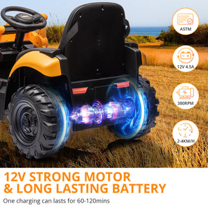 12V Ride-On Movable Excavator Toy Truck for Kids Ages 1-5 Trend Times 12