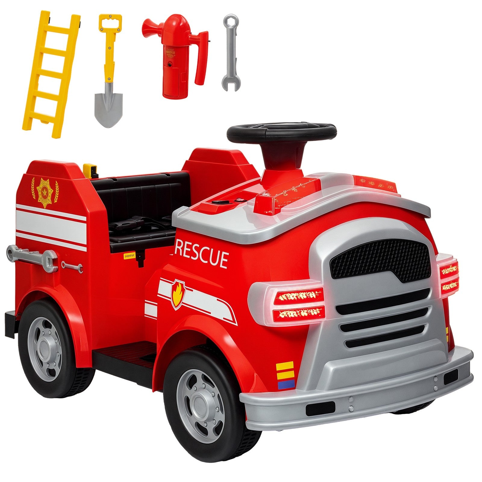 12V Ride On Fire Truck with Siren and Flashing Lights Trend Times 0