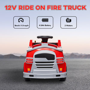 12V Ride On Fire Truck with Siren and Flashing Lights Trend Times 7