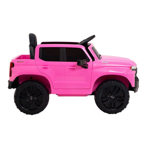 12V Pink Battery-Powered Ride-On Truck Licensed Chevrolet Silverado for Kids Trend Times 3